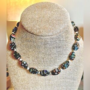 VINTAGE Millefiori Venetian Glass Necklace w/925 clasp, Elegant & Artsy!